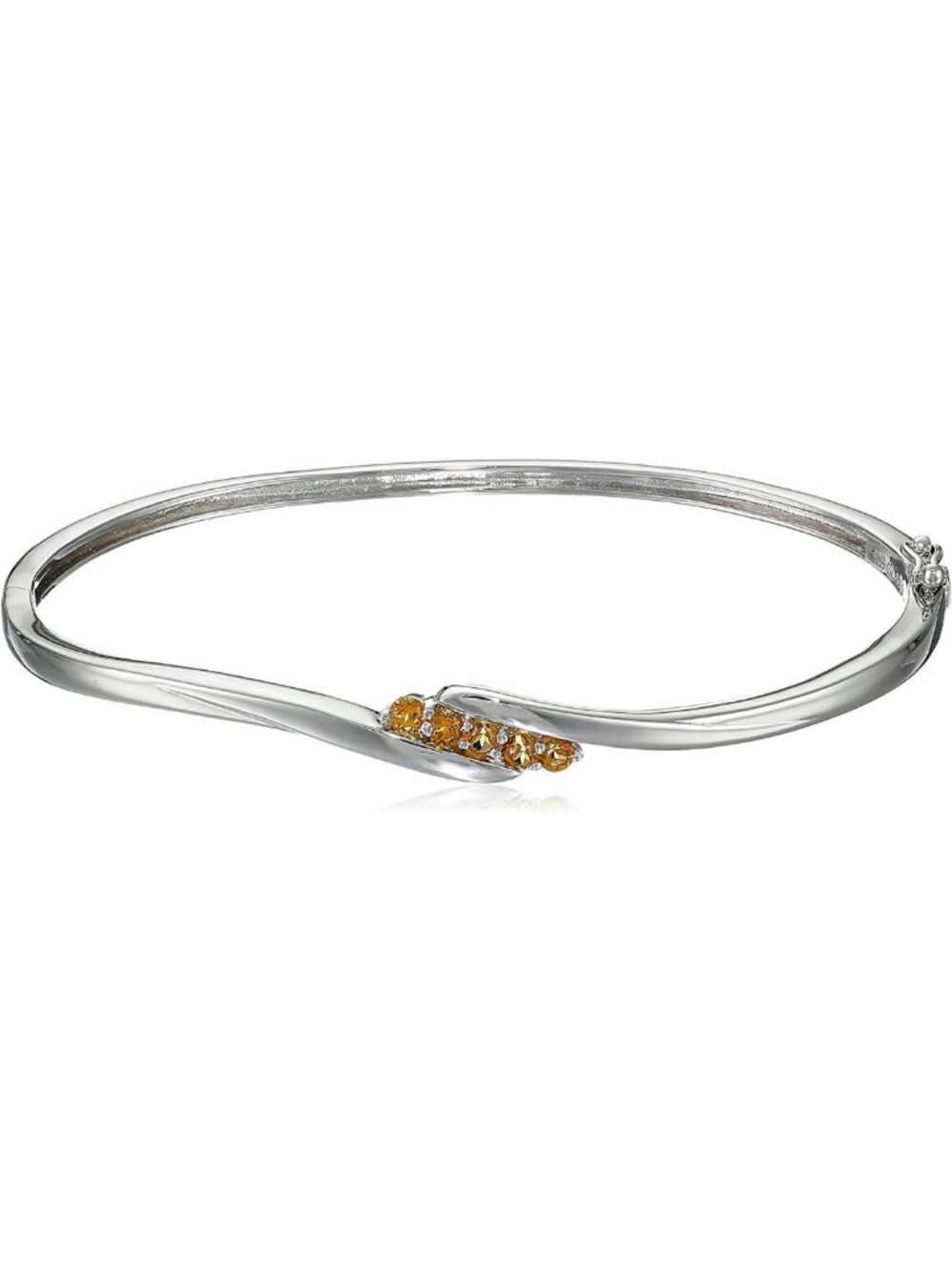 Elegant .925 Sterling Silver Gemstone Bypass Bangle Bracelet for Women - 5-Stone